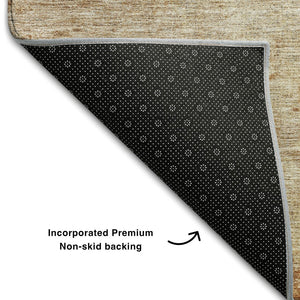 HomeRoots 10' X 14' Copper And Beige Abstract Area Rug – Washable, UV-Protected, Perfect for Active Homes! 688003