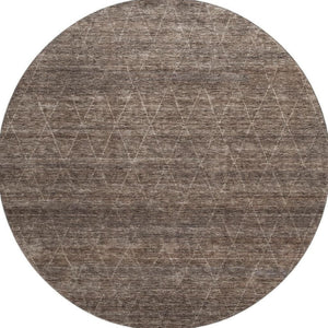 HomeRoots 8' Geometric Coffee and Beige Round Rug - Washable, UV Protected, Perfect for Homes with Kids & Pets! 688006