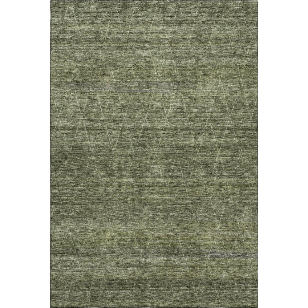 HomeRoots 5' Olive Green & Gray Geometric Washable Area Rug with UV Protection – Stylish, Durable & Easy Care! 688017
