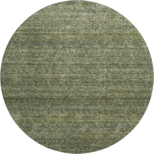 HomeRoots 8' Olive Green and Gray Geometric Round Rug – Washable, UV Protected, Ideal for Busy Homes & Kids! 688018
