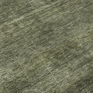 HomeRoots 8' Olive Green and Gray Geometric Round Rug – Washable, UV Protected, Ideal for Busy Homes & Kids! 688018