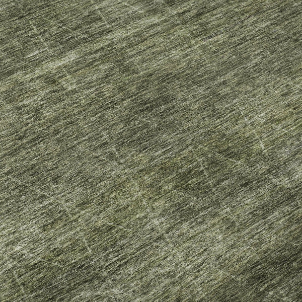 HomeRoots 8' Olive Green and Gray Geometric Round Rug – Washable, UV Protected, Ideal for Busy Homes & Kids! 688018