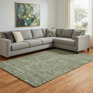 HomeRoots 8' X 10' Stylish Olive Green and Gray Geometric Area Rug - Washable, UV Protected, Kid & Pet Friendly! 688019