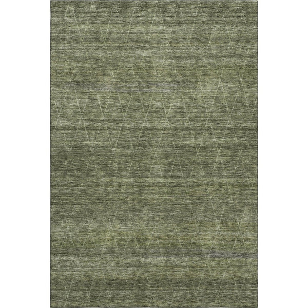 HomeRoots 9' X 12' Olive Green & Gray Geometric Area Rug - Washable, UV Protected, Stylish & Durable Design 688020