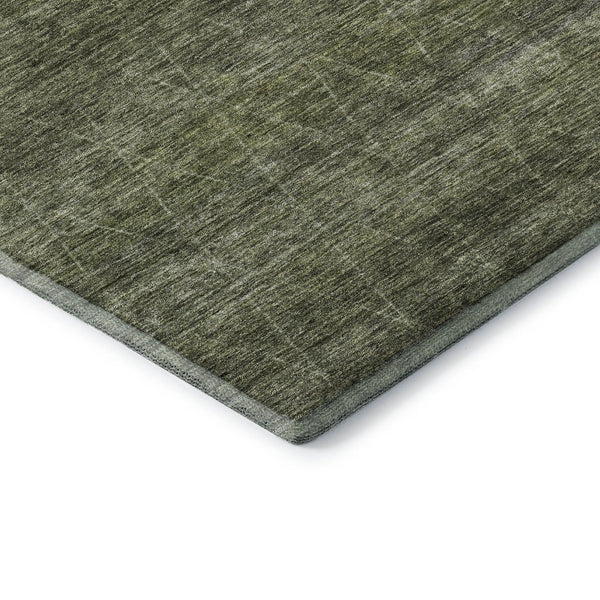 HomeRoots 9' X 12' Olive Green & Gray Geometric Area Rug - Washable, UV Protected, Stylish & Durable Design 688020