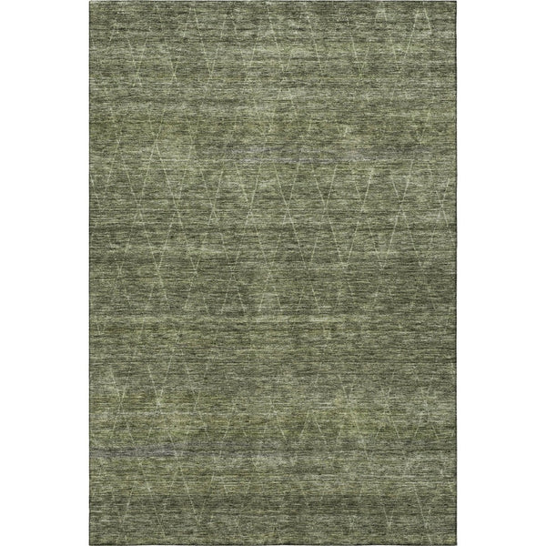 HomeRoots 9' X 12' Olive Green & Gray Geometric Area Rug - Washable, UV Protected, Stylish & Durable Design 688020
