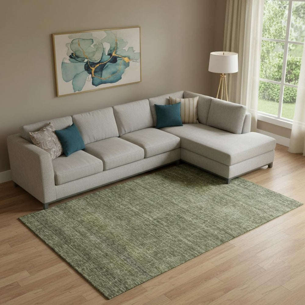 HomeRoots 10' X 14' Olive Green & Gray Geometric Area Rug – Stylish, Stain Resistant, UV Protected for Families! 688021