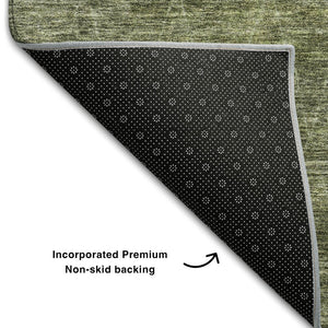HomeRoots 10' X 14' Olive Green & Gray Geometric Area Rug – Stylish, Stain Resistant, UV Protected for Families! 688021