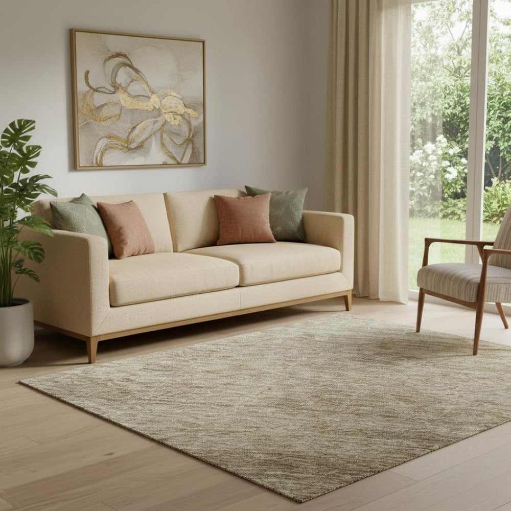 HomeRoots 5' X 8' Wheat & Beige Geometric Area Rug – Washable, Stain Resistant, UV Protected, Ideal for Homes 688023