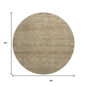 HomeRoots 8' Modern Wheat & Beige Geometric Washable Round Rug with UV Protection for Easy Care & Style 688024