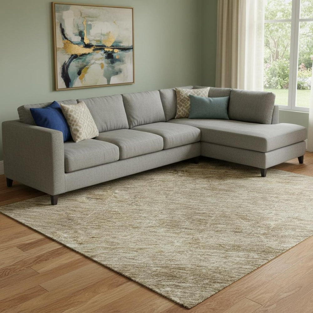 HomeRoots 8' X 10' Washable Wheat & Beige Geometric Area Rug - Durable, UV-Protected, Ideal for Homes with Kids & Pets 688025