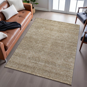 HomeRoots 9' X 12' Stylish Wheat & Beige Geometric Washable Area Rug with UV Protection for Modern Homes 688026