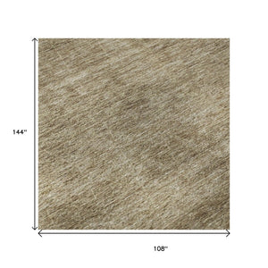 HomeRoots 9' X 12' Stylish Wheat & Beige Geometric Washable Area Rug with UV Protection for Modern Homes 688026