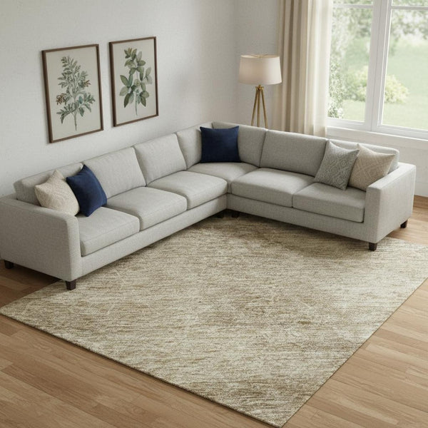 HomeRoots 10' X 14' Wheat and Beige Geometric Area Rug - Washable, UV-Protected, Family-Friendly Design 688027
