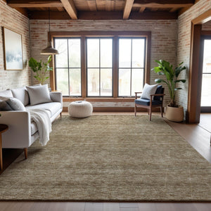 HomeRoots 10' X 14' Wheat and Beige Geometric Area Rug - Washable, UV-Protected, Family-Friendly Design 688027