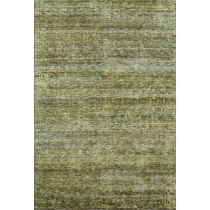 HomeRoots 5' Olive Green and Gray Striped Washable Area Rug with UV Protection – Ideal for Families & Pets! 688029