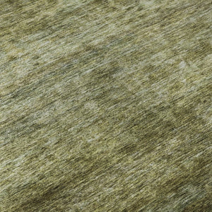 HomeRoots 5' Olive Green and Gray Striped Washable Area Rug with UV Protection – Ideal for Families & Pets! 688029