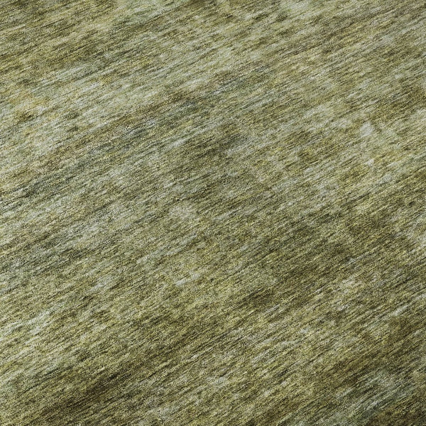 HomeRoots 5' Olive Green and Gray Striped Washable Area Rug with UV Protection – Ideal for Families & Pets! 688029