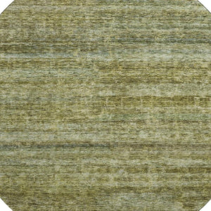 HomeRoots 8' Olive Green and Gray Striped Washable Round Rug with UV Protection - Stylish, Durable, and Easy Care 688030