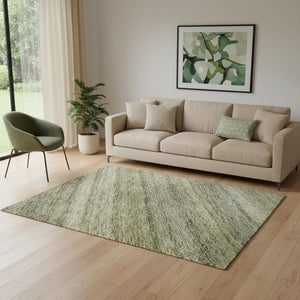 HomeRoots 5' X 8' Artichoke Green Striped Area Rug - Washable, Stain-Resistant, UV Protected for Busy Homes 688035