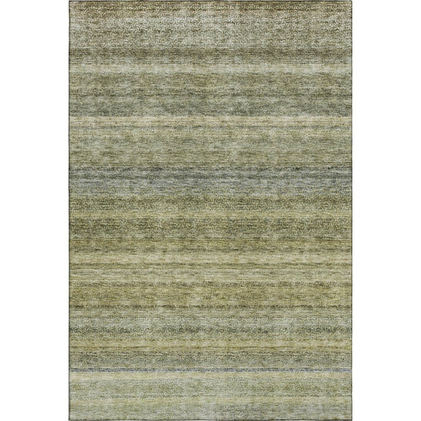 HomeRoots 8' X 10' Stylish Artichoke Green Striped Area Rug - Washable, Stain Resistant, UV Protected Design 688037