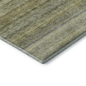 HomeRoots 8' X 10' Stylish Artichoke Green Striped Area Rug - Washable, Stain Resistant, UV Protected Design 688037