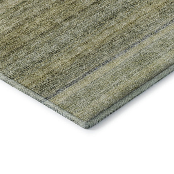 HomeRoots 8' X 10' Stylish Artichoke Green Striped Area Rug - Washable, Stain Resistant, UV Protected Design 688037