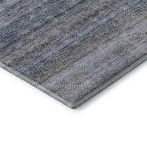 HomeRoots 9' X 12' Blue and Gray Striped Washable Area Rug with UV Protection – Stylish, Durable, Easy Care! 688044