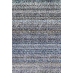 HomeRoots 10' Blue and Gray Striped Washable Area Rug – Durable, Stain-Resistant with UV Protection for Homes 688045