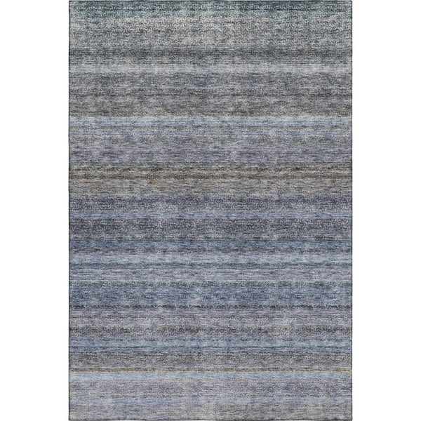 HomeRoots 10' Blue and Gray Striped Washable Area Rug – Durable, Stain-Resistant with UV Protection for Homes 688045