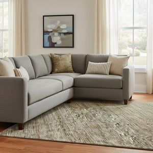HomeRoots 8' X 10' Stylish Copper Gray and Beige Striped Washable Area Rug with UV Protection for Homes 688049