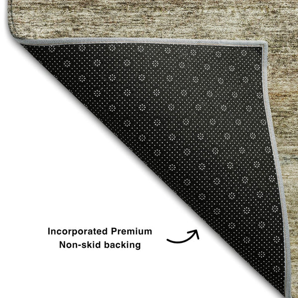 HomeRoots 10' Copper Gray and Beige Striped Washable Area Rug - Durable, Stain-Resistant, UV Protection! 688051