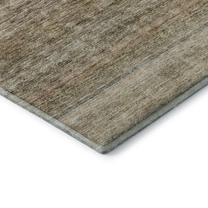HomeRoots 10' Copper Gray and Beige Striped Washable Area Rug - Durable, Stain-Resistant, UV Protection! 688051