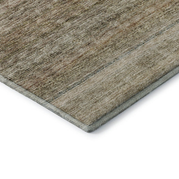 HomeRoots 10' Copper Gray and Beige Striped Washable Area Rug - Durable, Stain-Resistant, UV Protection! 688051
