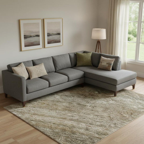HomeRoots 10' Copper Gray and Beige Striped Washable Area Rug - Durable, Stain-Resistant, UV Protection! 688051