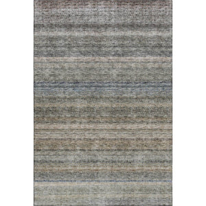 HomeRoots 10' X 14' Stylish Taupe Beige & Blue Striped Washable Area Rug with UV Protection & Stain Resistance 688057