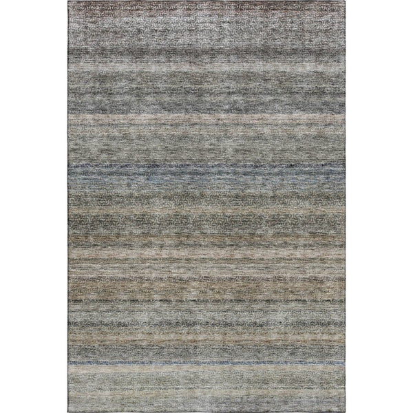 HomeRoots 10' X 14' Stylish Taupe Beige & Blue Striped Washable Area Rug with UV Protection & Stain Resistance 688057