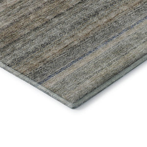 HomeRoots 10' X 14' Stylish Taupe Beige & Blue Striped Washable Area Rug with UV Protection & Stain Resistance 688057