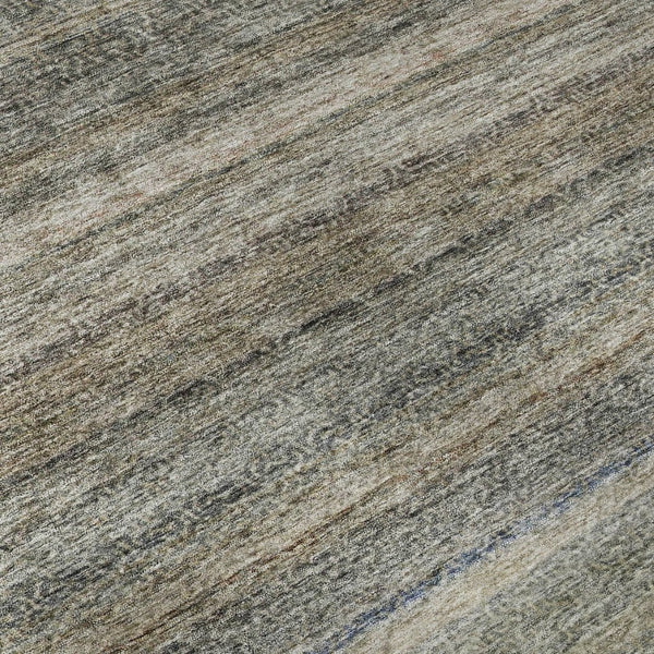 HomeRoots 10' X 14' Stylish Taupe Beige & Blue Striped Washable Area Rug with UV Protection & Stain Resistance 688057