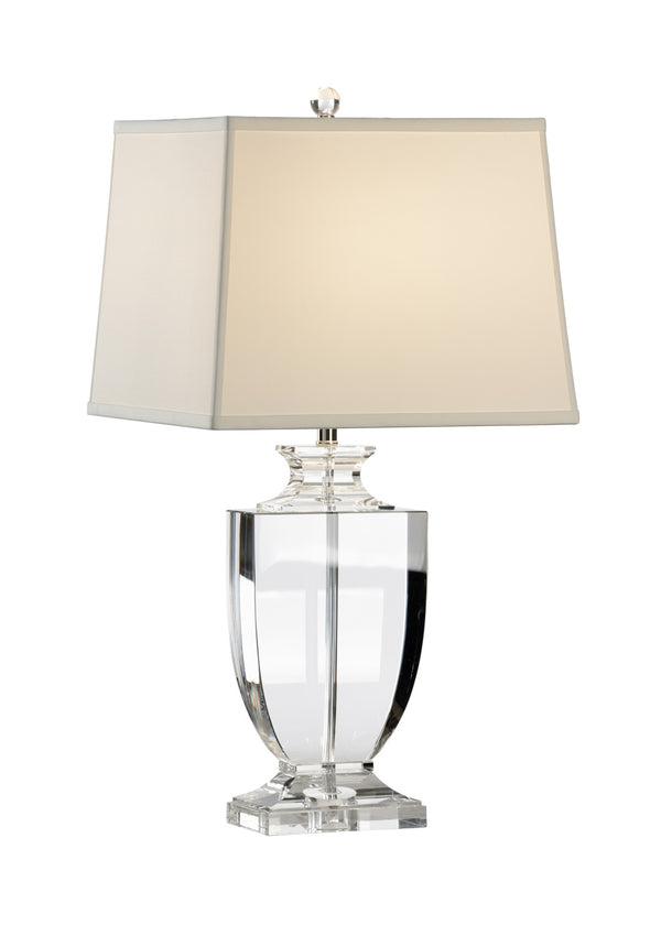 Chelsea House Durham Crystal Sculpted Table Lamp With Polished Nickel & Square Linen Shade — 27" High Ambient Light 68806