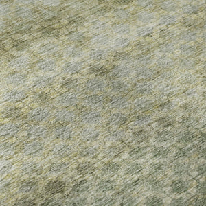 HomeRoots 8' Washable Round Rug in Artichoke Green, Gray & Beige Stripes - UV Protected, Durable & Stylish! 688060
