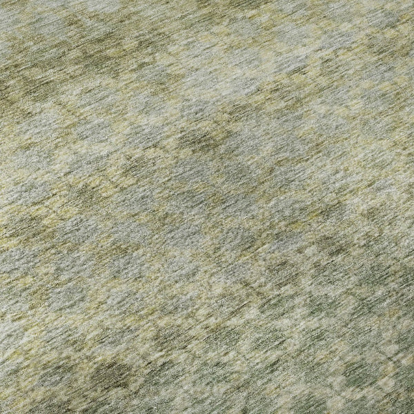 HomeRoots 8' Washable Round Rug in Artichoke Green, Gray & Beige Stripes - UV Protected, Durable & Stylish! 688060
