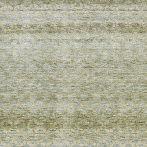 HomeRoots 8' X 10' Artichoke Green Gray Beige Striped Area Rug - Washable, UV Protected & Stylishly Durable 688061