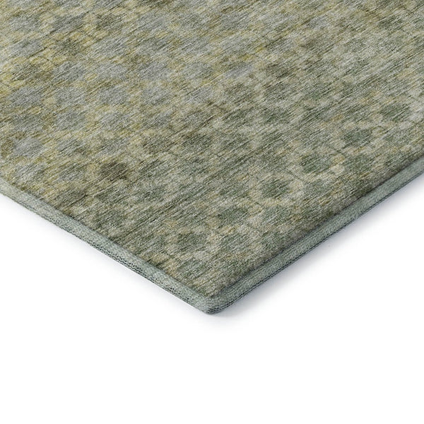 HomeRoots 9' X 12' Striped Area Rug in Artichoke Green, Gray & Beige - Washable, UV Protected & Stain Resistant! 688062