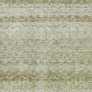 HomeRoots 9' X 12' Striped Area Rug in Artichoke Green, Gray & Beige - Washable, UV Protected & Stain Resistant! 688062