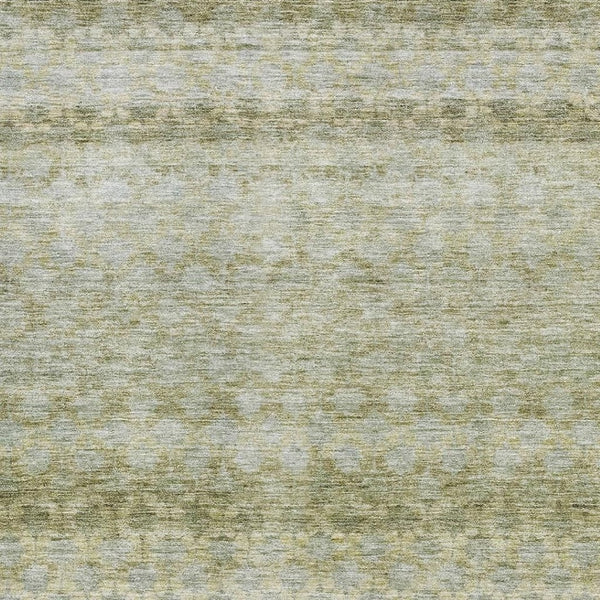 HomeRoots 9' X 12' Striped Area Rug in Artichoke Green, Gray & Beige - Washable, UV Protected & Stain Resistant! 688062