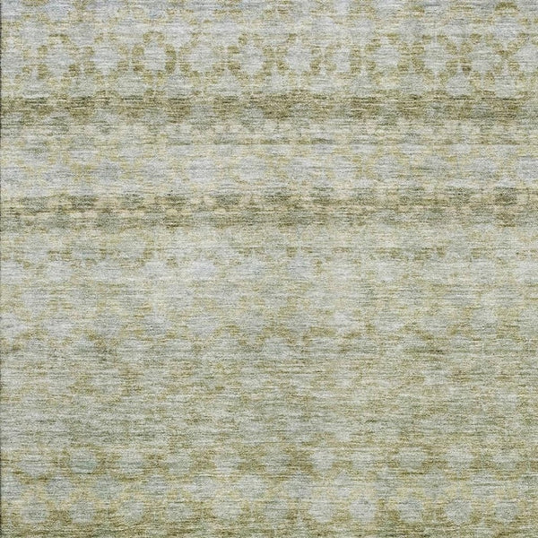 HomeRoots 10' Striped Area Rug in Artichoke Green & Gray - Washable, Stain Resistant, UV Protected, Durable Design 688063