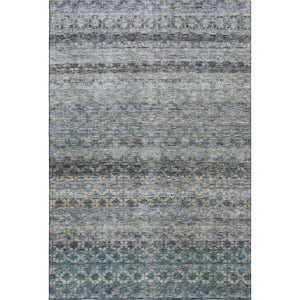 HomeRoots 9' X 12' Striped Blue-Gray and Beige Washable Area Rug with UV Protection for High-Traffic Spaces 688068