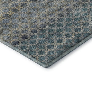 HomeRoots 9' X 12' Striped Blue-Gray and Beige Washable Area Rug with UV Protection for High-Traffic Spaces 688068