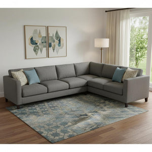 HomeRoots 10' Washable Blue Gray and Beige Striped Area Rug with UV Protection – Perfect for High-Traffic Spaces! 688069